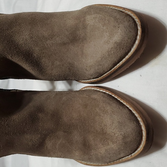 Jeffrey Campbell taupe black heeled bootie leather suede - Picture 2 of 8